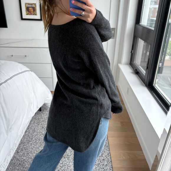 Halogen 100% Cashmere Wide Neck Pullover Sweater Dark Grey Large - Picture 2 of 8